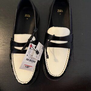 Zara Black & White Loafers - NWT!